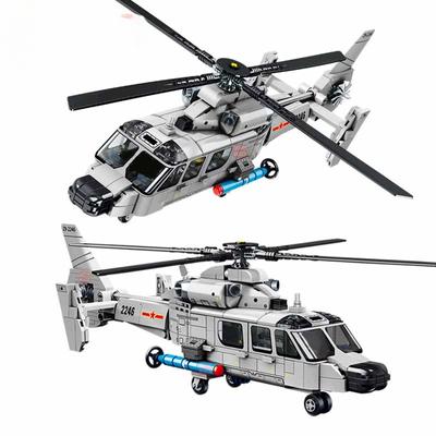 449 sztuk Z-9 Shipborne helikopter montaż klocki MOC samolot żołnierze Model cegły dla dzieci zabawki dla chłopców DIY prezenty bez pudełka