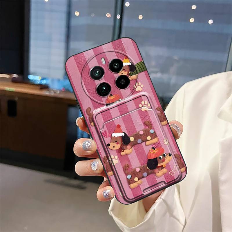 Stoßfeste Vollschutz-Handyhülle für Realme GT5 Pro TPU-Rückseite Niedliches Modedesign Kartenfach Schmutzabweisend Cartoon