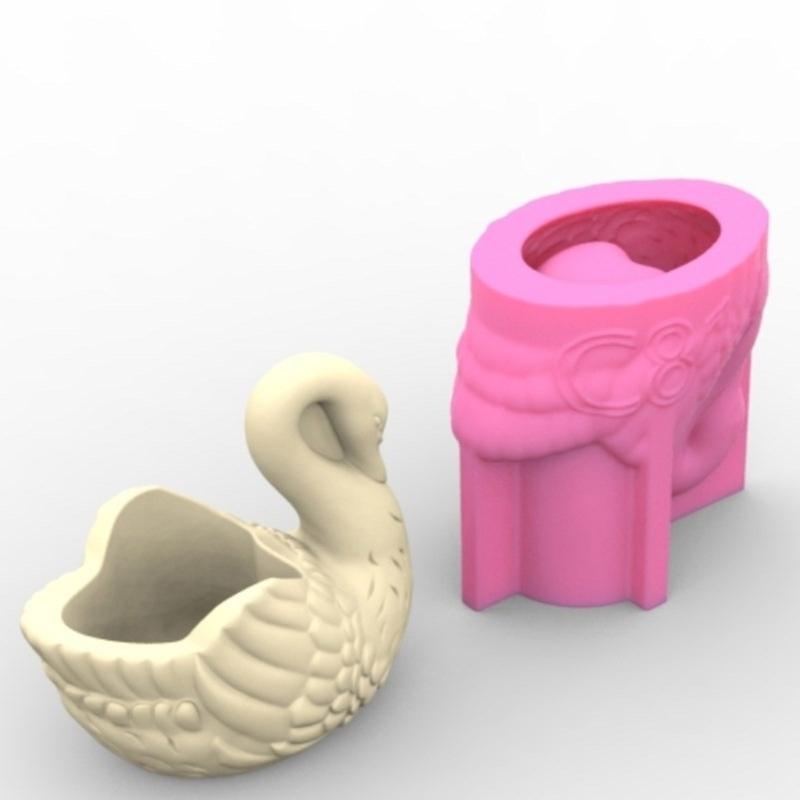 Elegant Cygnus Sturdy Silicone Mould Portable for Resin and Clay Creative Flower Pots Pen Holder Cast Craft Supplies