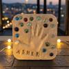Yousheng Large DIY Stepping Stone Kit, Square Handprint Stepping Stone, Mother's Day Keepsake Craft, Indoor Outdoor Garden Stone with 26 Letter Stamps