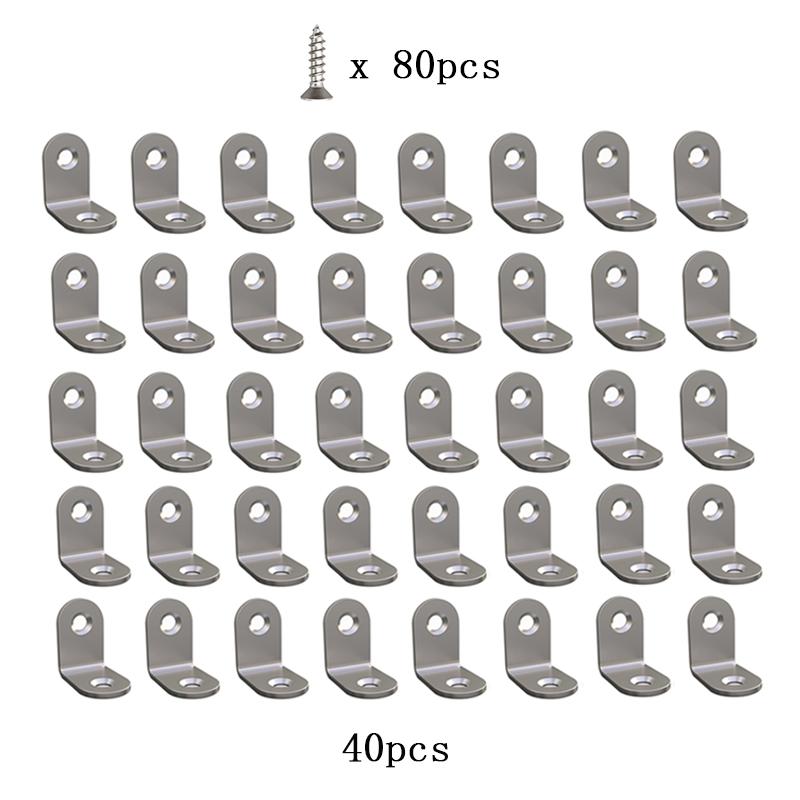 10~50PCS Stainless Steel L Shaped Bracket 90 Degree Right Angle Corner Brackets for DIY Wood Furniture, Chair, Drawer Cabinet