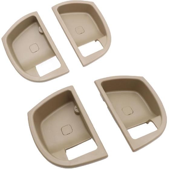 FZJDSD 4Pcs Beige Left and Right Inside Door Handle Frame Cover Bezel Compatible with Hyundai Santa Fe 2007 2008 2009 2010 2011 2012 Replace