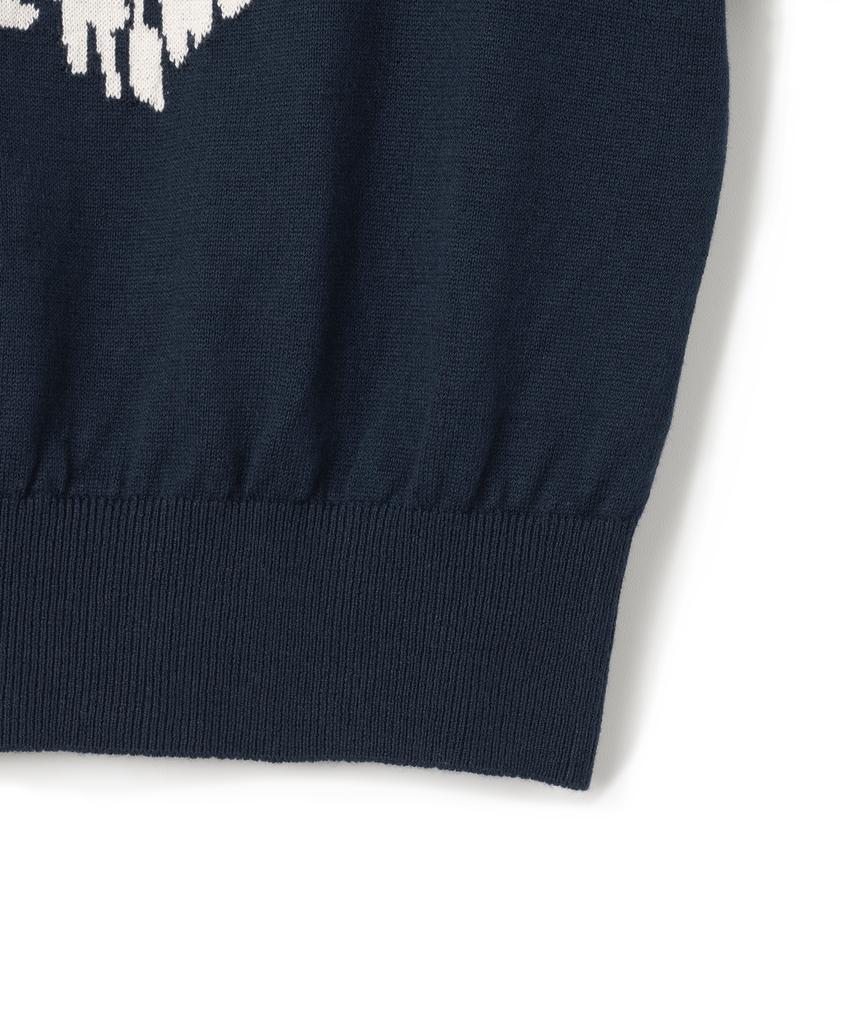 KNITTED (W) Cotton Logo Ringer Knit Navy