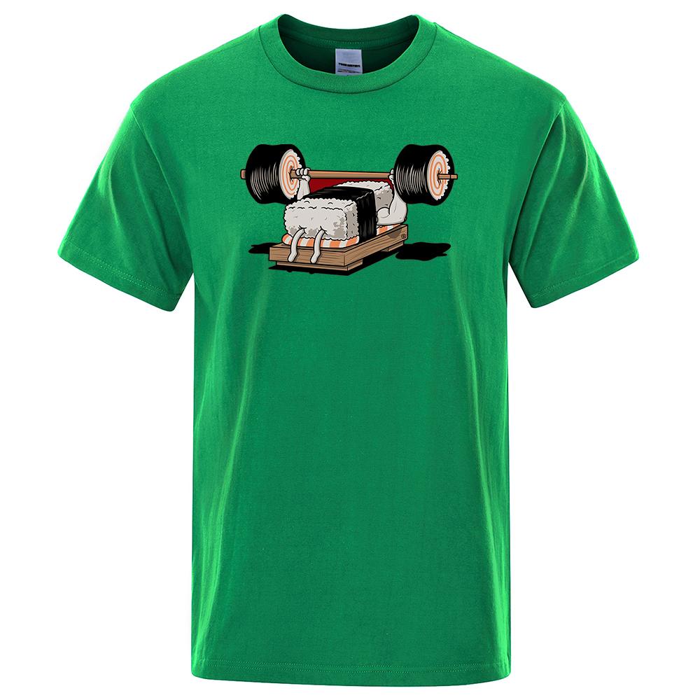 Cartoon Of Dumbbells Being Lifted Print Male Tshirts Comfortable Fit Tshirt Cool Crewneck Clothing Fashion Vintage T-Shirts