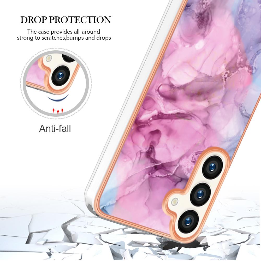 YB IMD Series-16 Style-E For Samsung Galaxy S24 Marble Case 2.0mm TPU Anti-Scratch Phone Cover