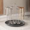 Stainless Steel Rotating Cup Holder & Draining Rack for Countertop