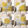 Home Decor Yellow & Gray Floral Patterned Decorative Pillow Pattern Cushion Cover Suitable For Sofa Bedroom Car Pillow Cover