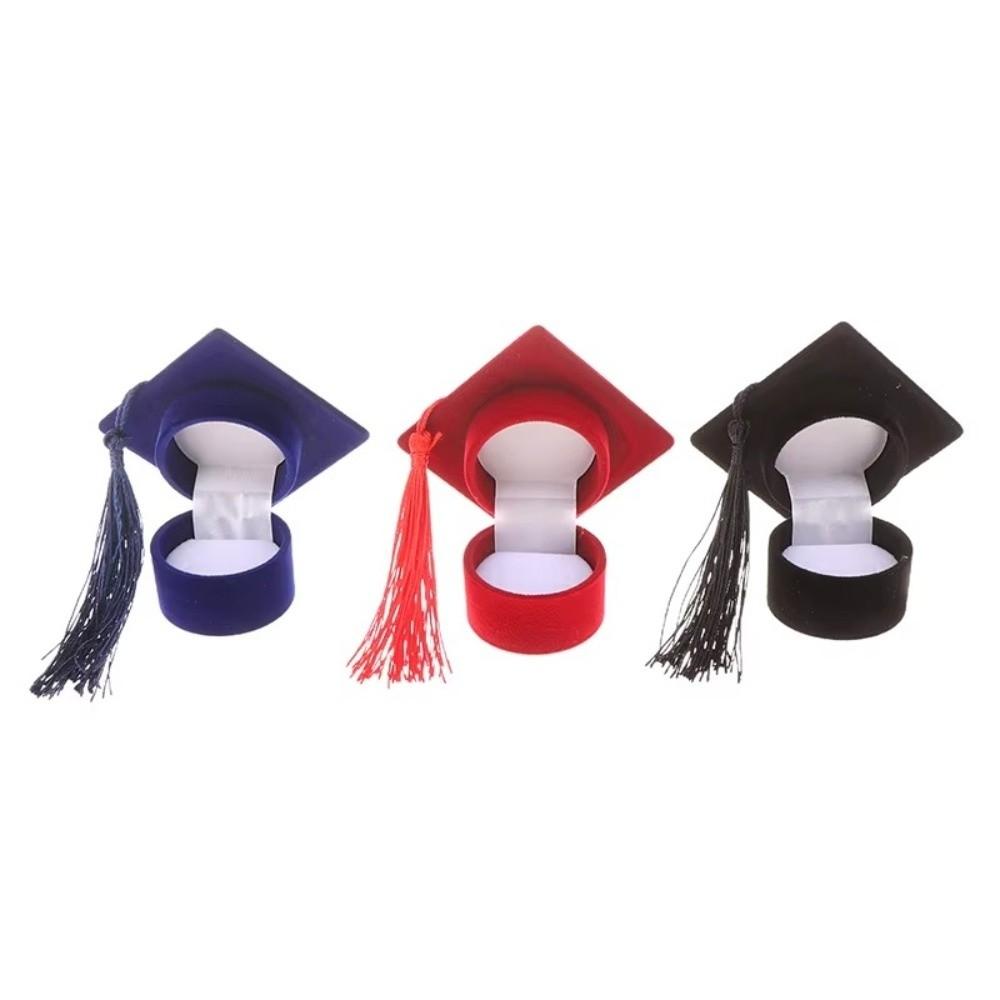 Creative Doctoral Hat Ring Box Doctoral Hat Shape Earrings Packaging Box Student Graduation Season