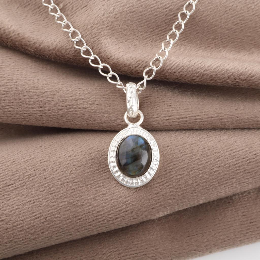 Labradorite Pendant, Handmade Gemstone 925 Sterling Silver Pendant Dainty Jewelry, For Gift Silver Jewelry