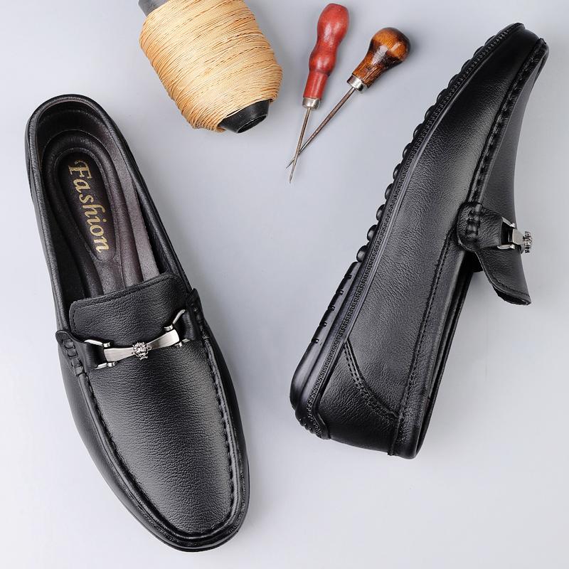 Fashion Comfortable Men's Soft-Soled Slip-On Flats Loafers Versatile Casual Business Flats Formal Leather Business Shoes Male Moccasins