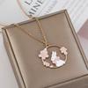 Kpop Cartoon Necklace Cute Pink Cat Rabbit Flower Pendant Necklaces For Women Girls Kids Children Jewelry Fashion Gift