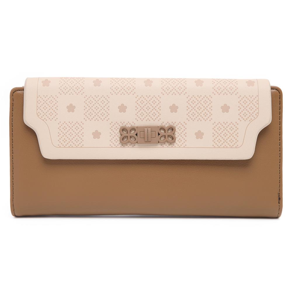 PU Soft Pull Buckle Flower Folding Women's Long Wallet
