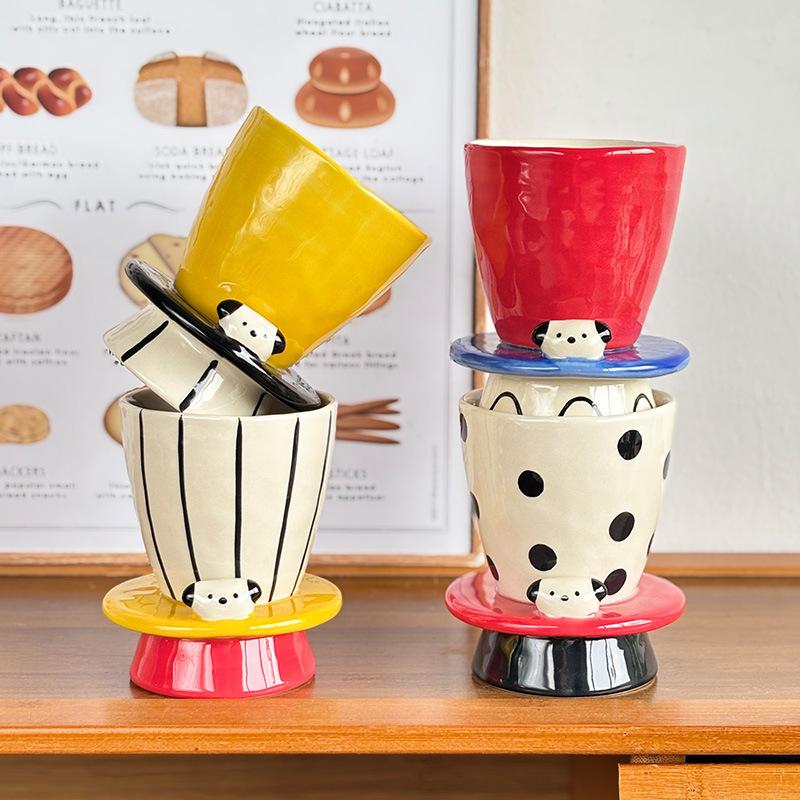 Kreskówkowy Szczeniak Ceramiczny Kubek Kreatywny Kubek na Kawę Mleko Herbatę Wodę Uroczy Dziecięcy Kieliszek Śniadaniowy Domowy Kubek na Lody