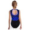 Girls Gymnastics Leotard Sleeveless Crisscross Cutout Back with Mesh Patchwork Shiny Rhinestones Bodysuit
