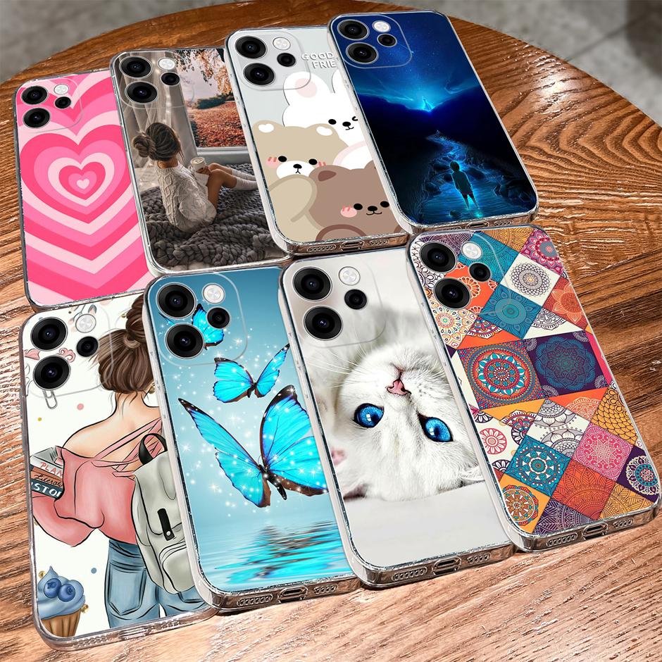 Cases For OPPO Reno15 15F 15Pro Cute Girl Love Heart Lightweight Simplicity Soft Transparent Housing For Reno 15F 15 Pro Capa