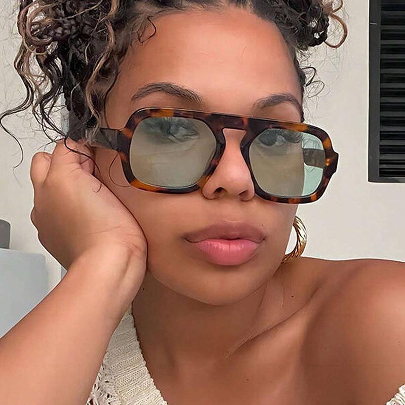 Vintage Big Frame Square Women Sunglasses Brand Black Cool Men Sun Glasses One Piece Designer Pilot Sun Glasses Eyeglasses