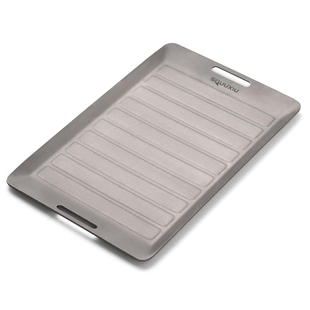 Ti Camping Grill Pan & BBQ Tongs Set Portable Outdoor Cookware Non-Stick Surface Matte Finish Perfect for 1 Person