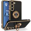 Protective Case - Samsung - Galaxy A25 5G - Shockproof Silicone - Rotating Stand - Black