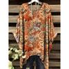 Camiseta Chic Bohemia para Mujer Estampado Floral Vintage Cuello Redondo Pullover Manga Corta Camisetas Holgadas Dobladillo Irregular Ropa Y2k