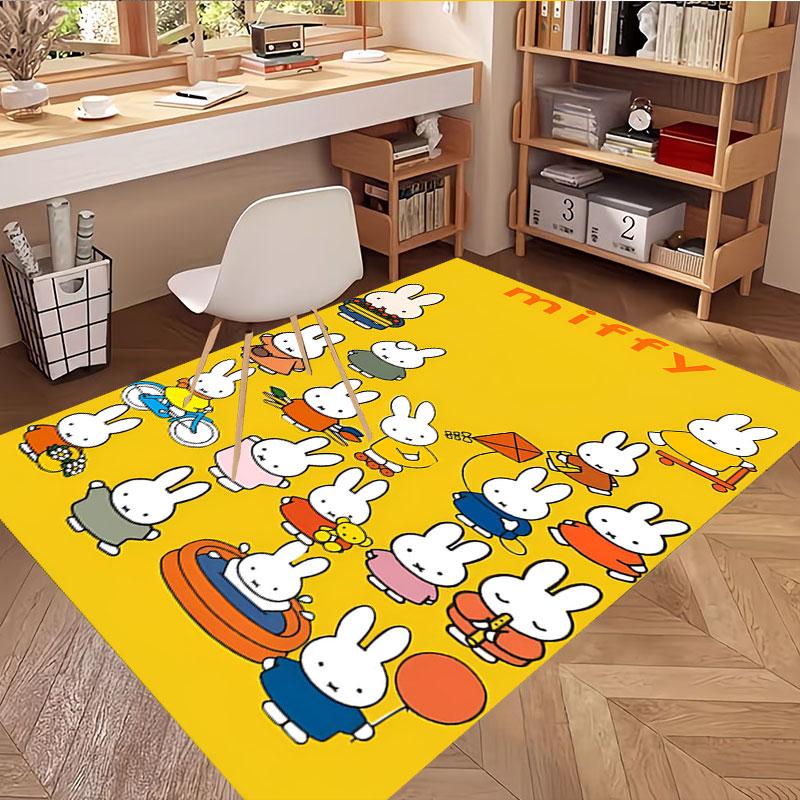Miffy Print Rug, Washable Floor Carpet, For Entryway Dorm Laundry Room Office Study, Home Decor Birthday Christmas Gift