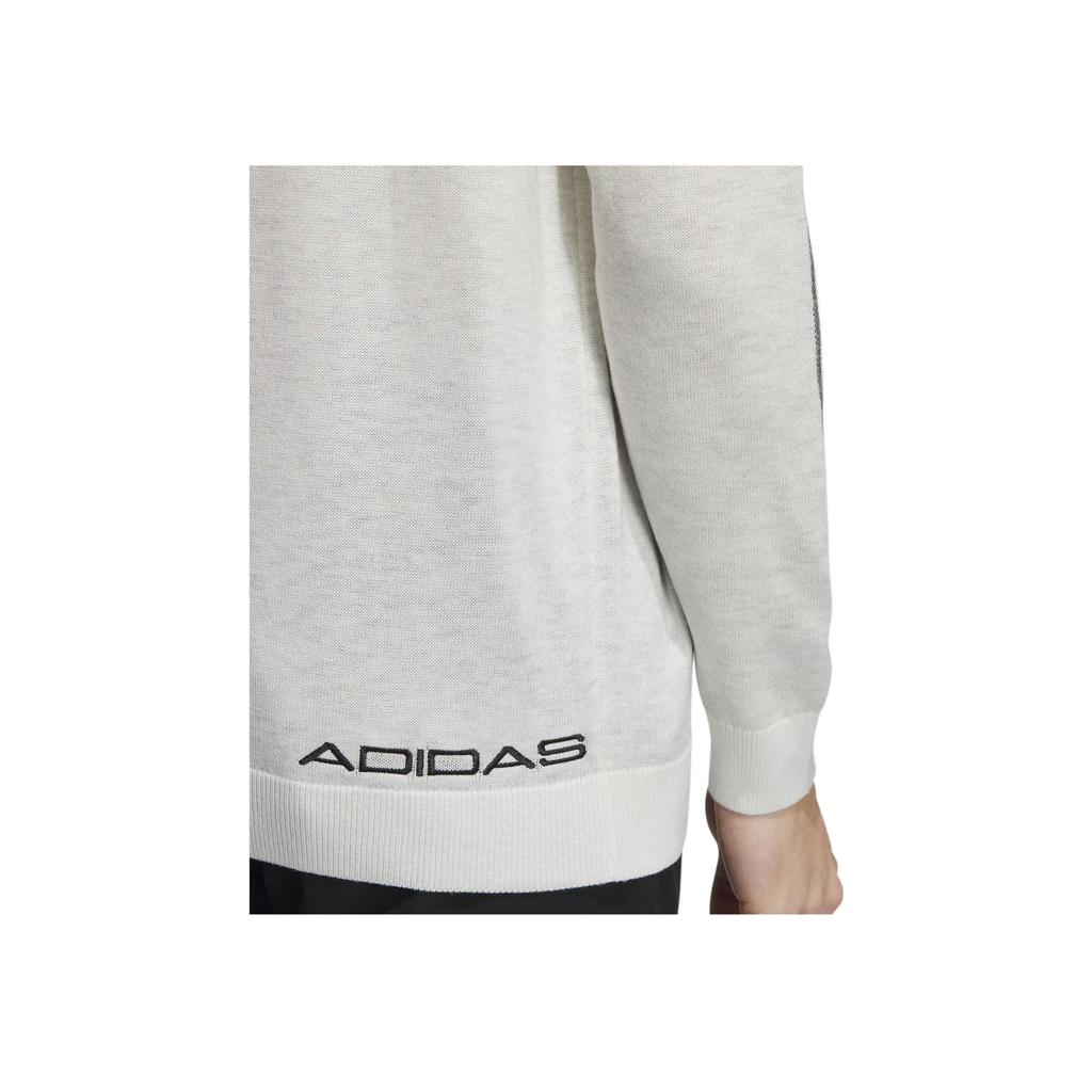 Adidas Long Sleeve Pullover Sweater Color Block Golf Crew Neck Men Sweater White HY0963