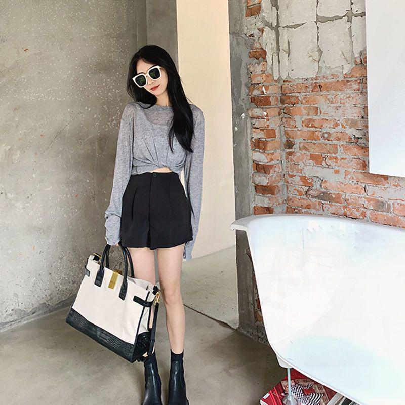2022 Summer Korean Style Women's High-Waisted A-Line Wide-Leg Casual Shorts