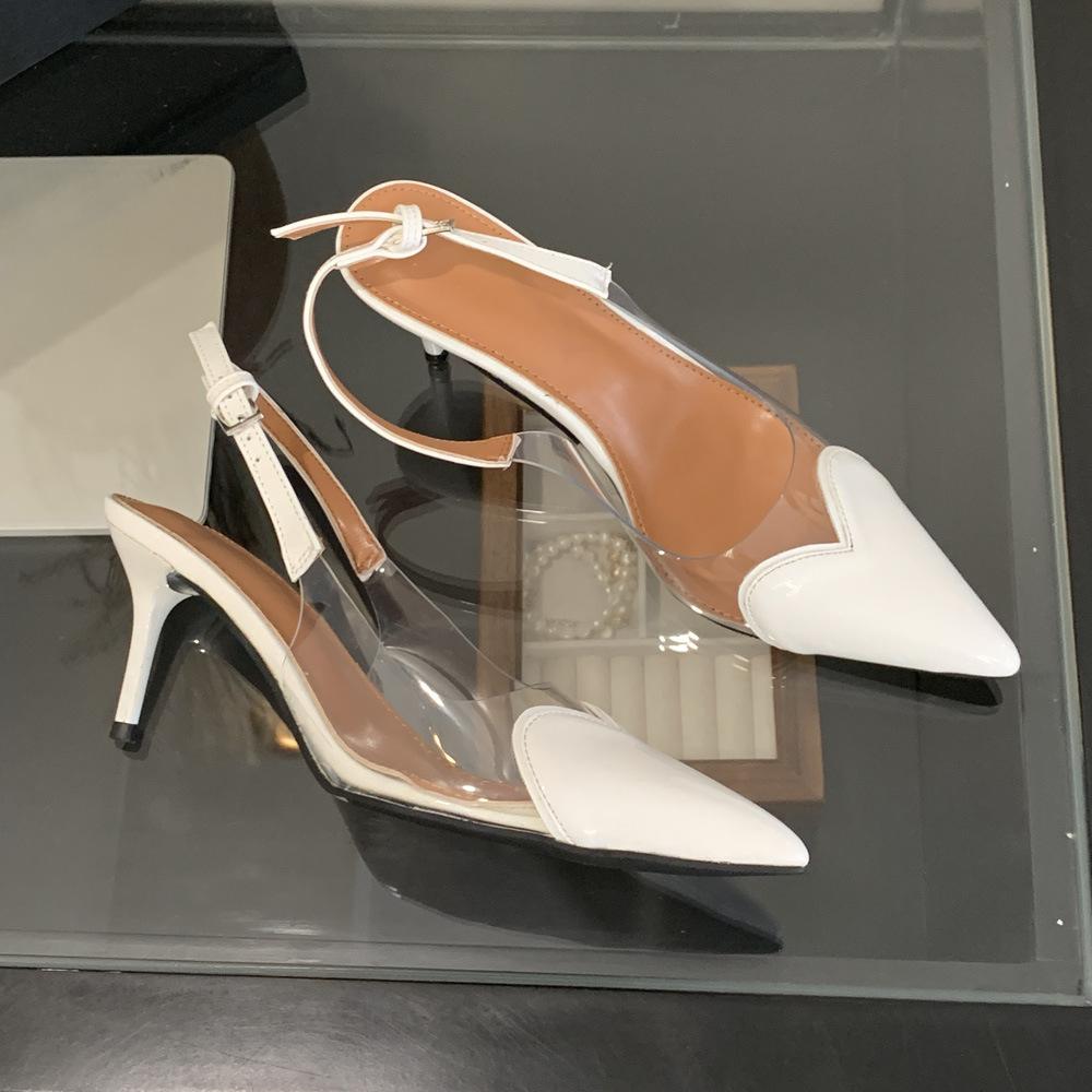 Mode Baotou Sandalen 2025 Neu High-Heel Damen Pfennigabsatz Spitz Metall Schnalle Hinten Leer Französisches Temperament Schuhe