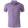 Men's shirt short-sleeved shirt Hawaiian style red and blue plaid lapel casual breathable non-iron vacation street wear XS-6XL