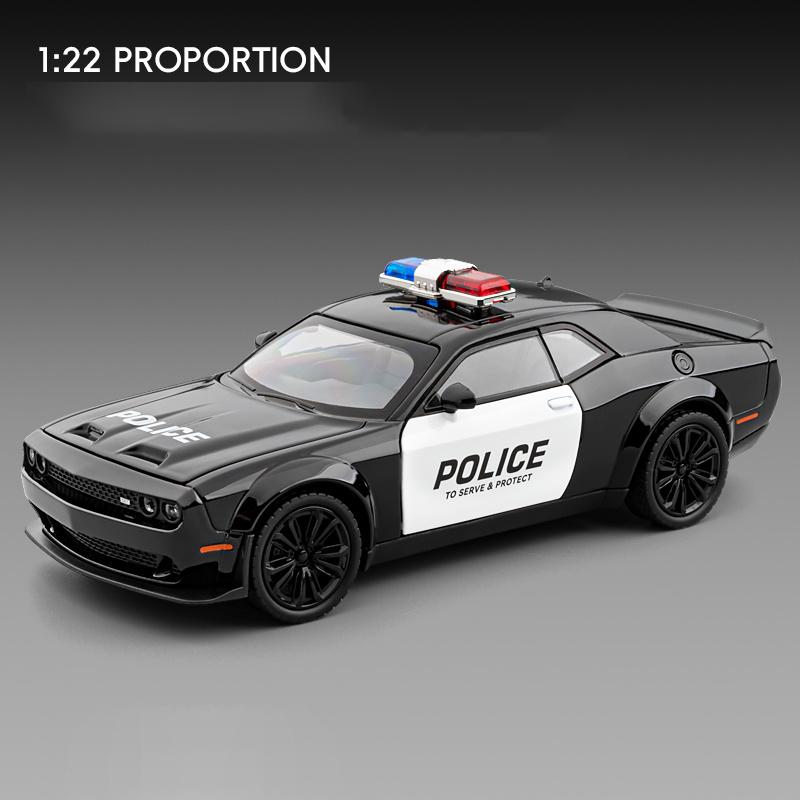 Large Hellcat Police Car Alloy Toy Car Boy American Challenger Muscle Car Car Model Gift Desktop Ornament