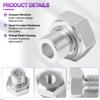 Oil Pressure Sensor Adapter Portable Silver Sensor Adapter Male M12 X 1.5 M16 X 1.5 To Female 1/8 NPT Adapter With Gasket Silver
