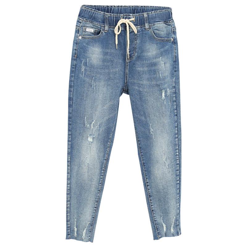 Damen Übergröße Dehnbare High Waist Harem Jeans - Locker Schlankmachende Karotten Passform