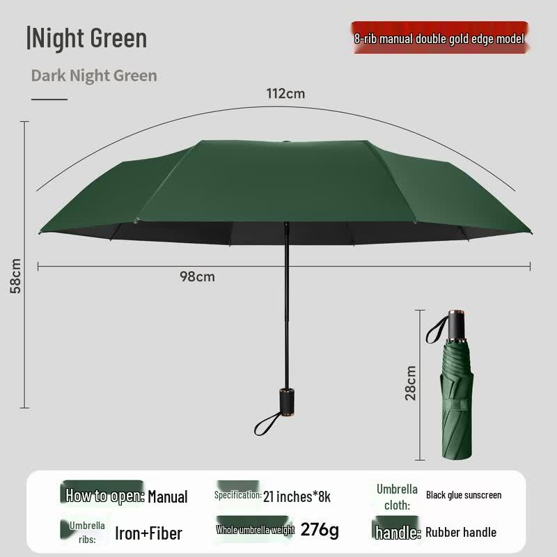 MARYYA 8-Rib Manual Sun & Rain Umbrella