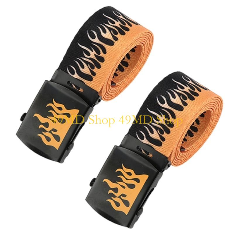 49MD Punk Flame Design Adjustable Unisex Belt For Hip Hop Streetwear Fashion Accessory