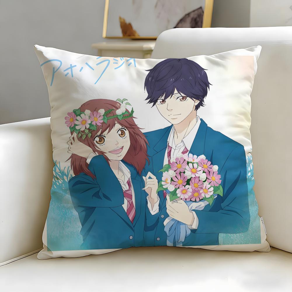 classic manga Ao Haru Ride Cushion Cover Soft & Easy-Wash Pillow Case – Versatile for Couch, Bed, Travel and Office