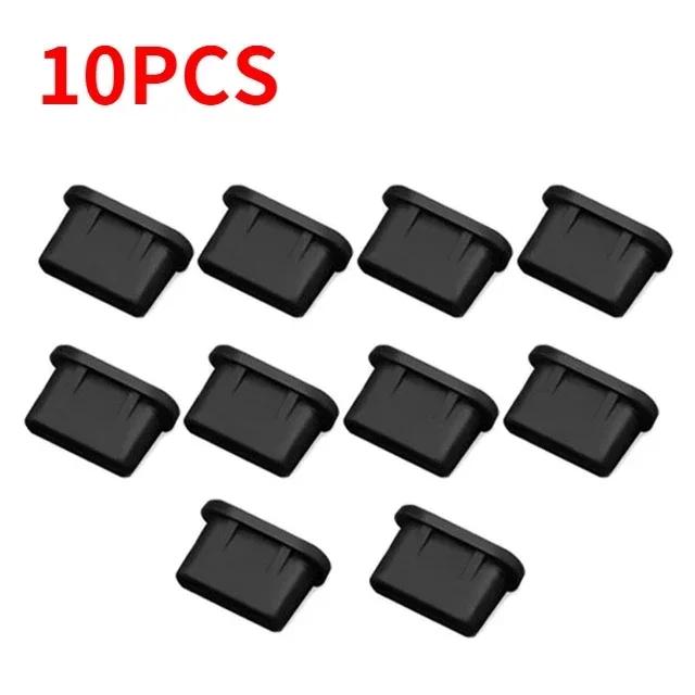 Type-C Dust Plug Silicone USB C Port Cover Cap Charger Port Protector Compatible with Most USB C Phones Laptops Black