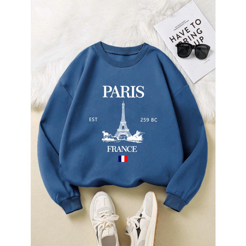 Fashion Womens Hoodie Paris France Eiffel Tower Printing Sweatshirt Warm Comfortable Pullovers Autumn Female Streetwear