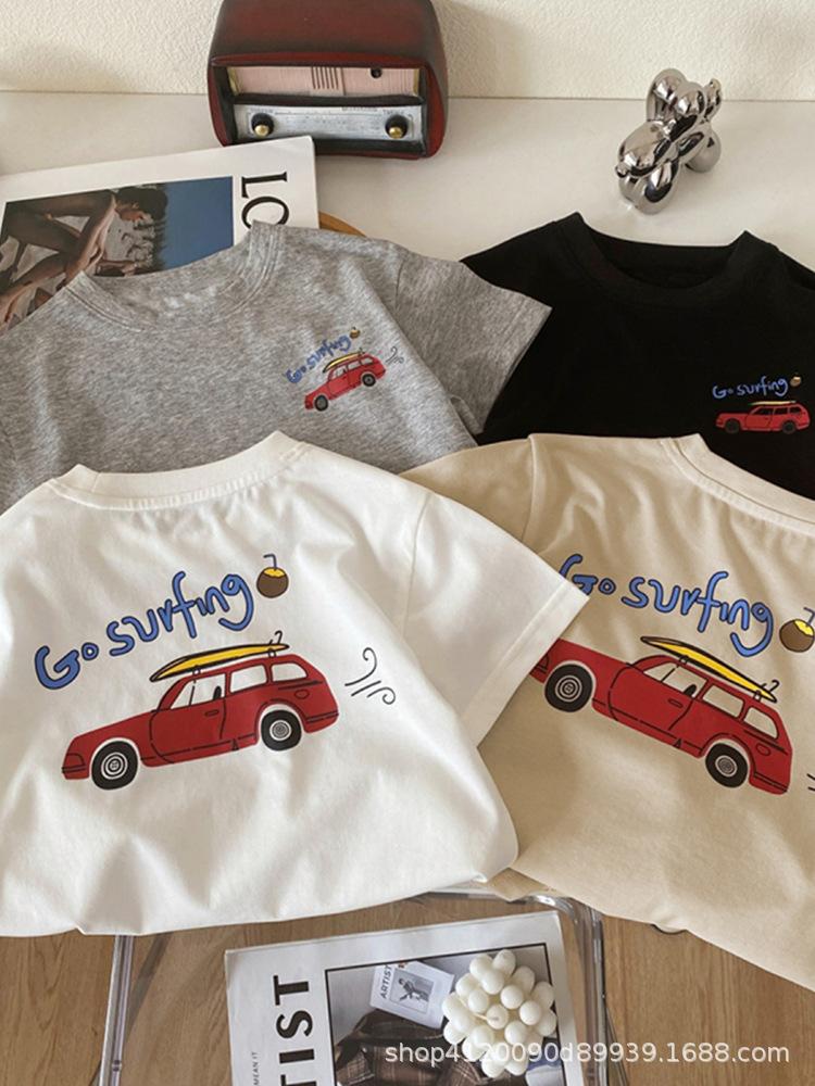 

Pure Cotton Boys Car Print Short-Sleeve T-Shirt – Summer Style 80 cm