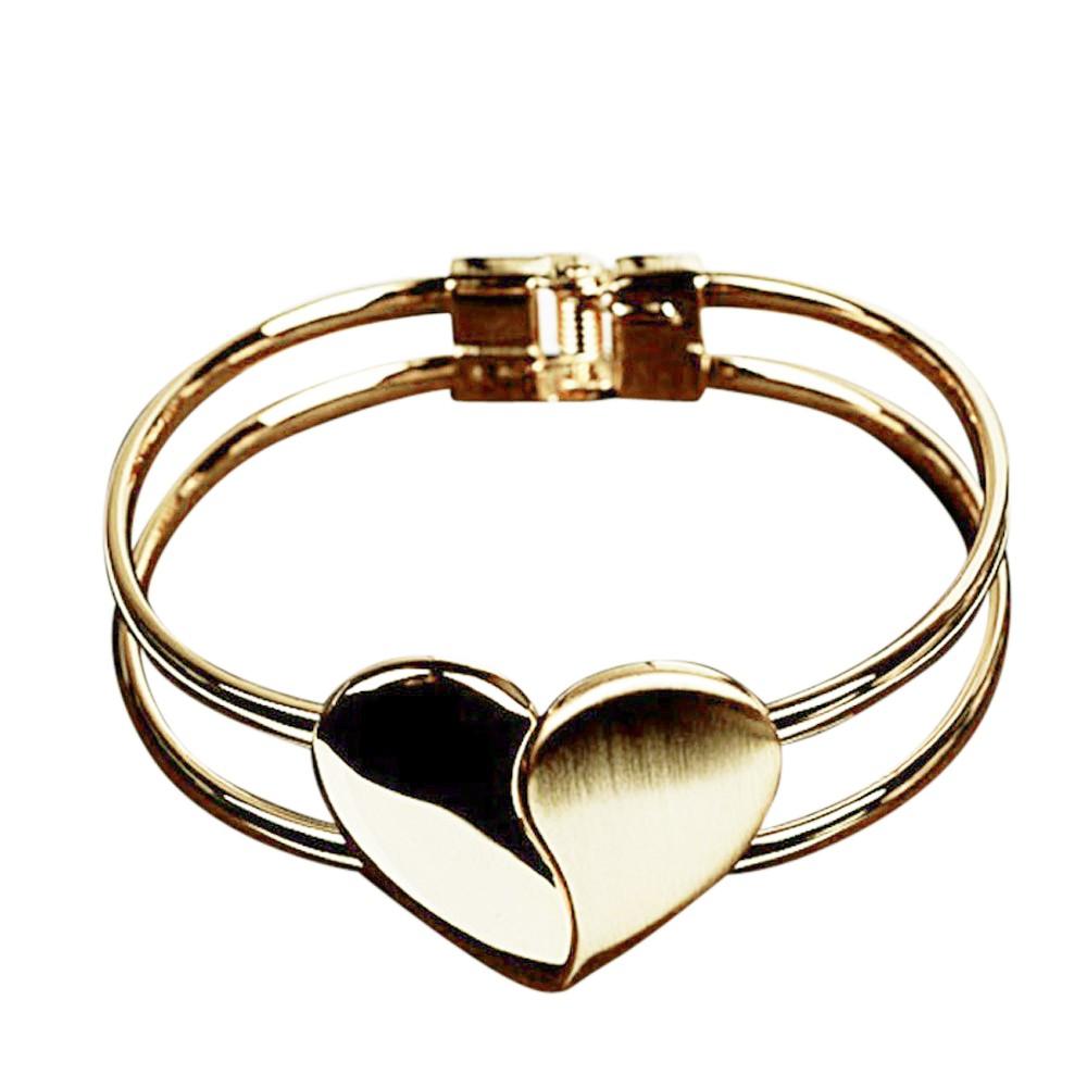 

Новая мода леди элегантный браслет в форме сердца браслет манжеты Bling подарок One Size золотой