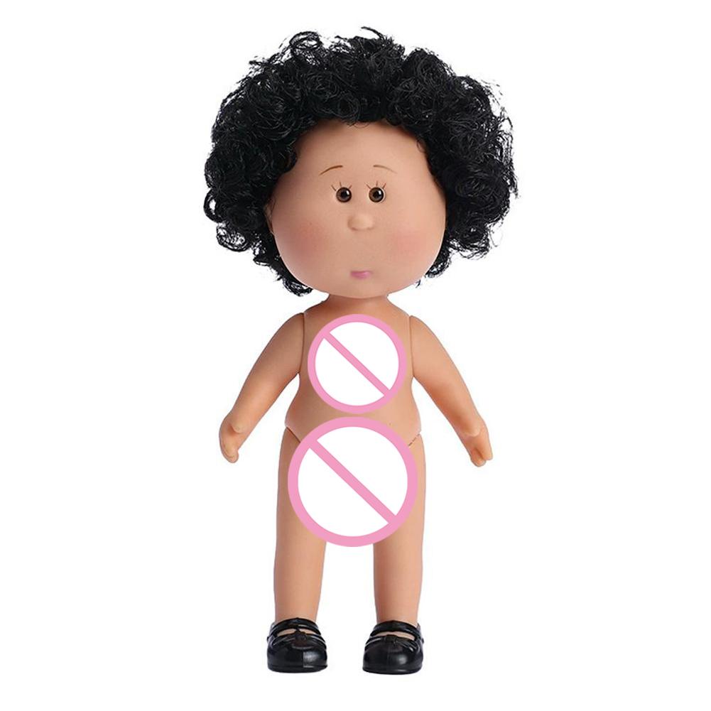Girls Toy Curly Hair 14cm Bean Eye Vinyl Doll Dress Up Dark Skin Mia Potato Dolls Movable 14cm Action Figure Body Children Gift