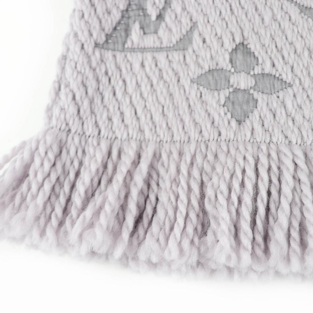 Great LOUIS VUITTON Scarf Esharp Logomania With fringe wool Women M74742 Used