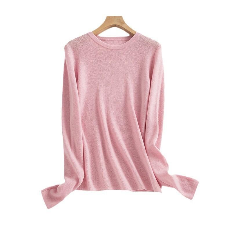 Front Shoulder Wool Sweater Women's 0 Pure Wool Thin Slim Fit and Thin Bottom Top Early Autumn New Knitted Sweater