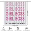 Ensemble Rideau de Douche Chic Fille Boss Pour Décor de Bain Design Typographie Rose Dégradé Matériau en Tissu Durable Avec Crochets Inclus