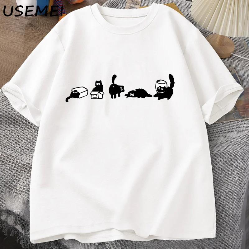 COOLMIND 100% Cotton Short Sleeve Cool Cat Print Men Tshirt Casual Summer Loose Men Cat T Shirt O-neck T-shirt Men Tee Shirts
