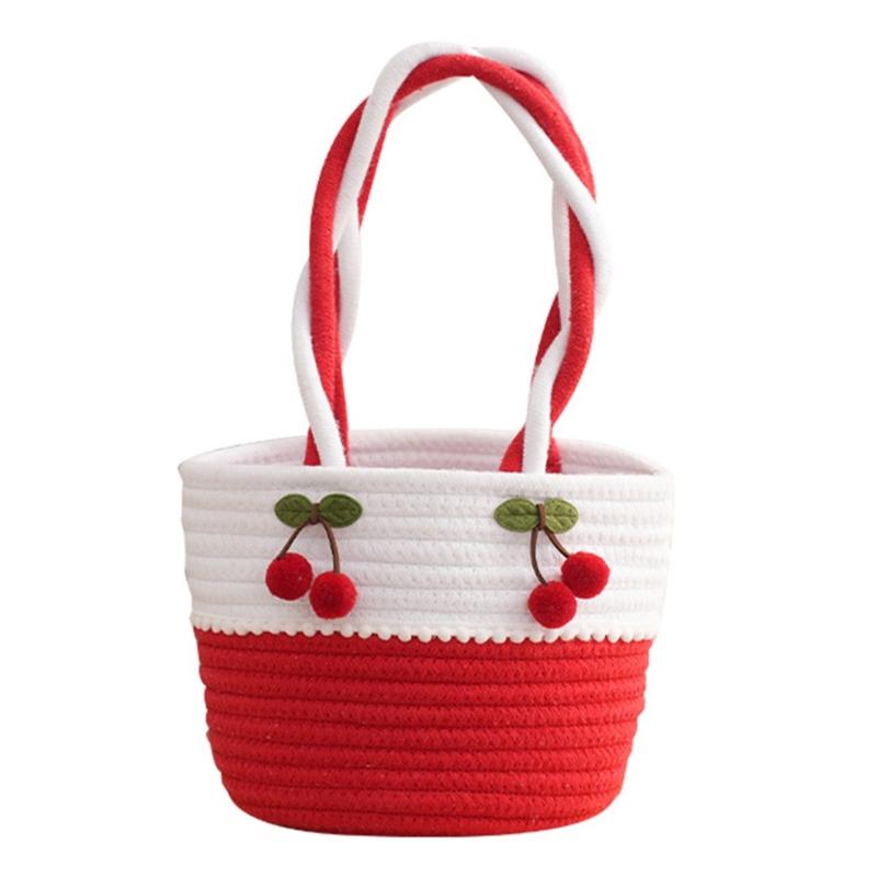 Gift Basket Empty, Woven Cotton Rope Basket Lightweight Handbag For Travel Outdoor Activities