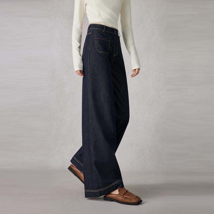 Elle French Vintage Fashion Design High-End Commuter High-Waisted Slim Straight Leg Pants Casual Jeans Women pants EQ53357