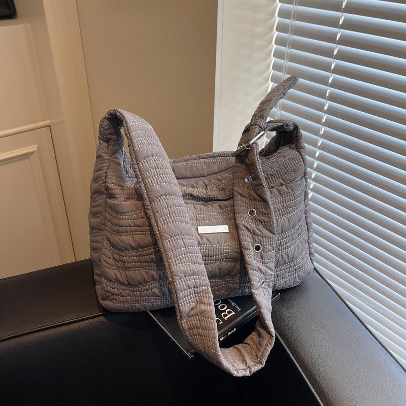 Literary Canvas Bag Korean Lazy Style Underarm Bag Women's 2025 New Large-capacity Tote Bag Wide Shoulder Strap Messenger Bag