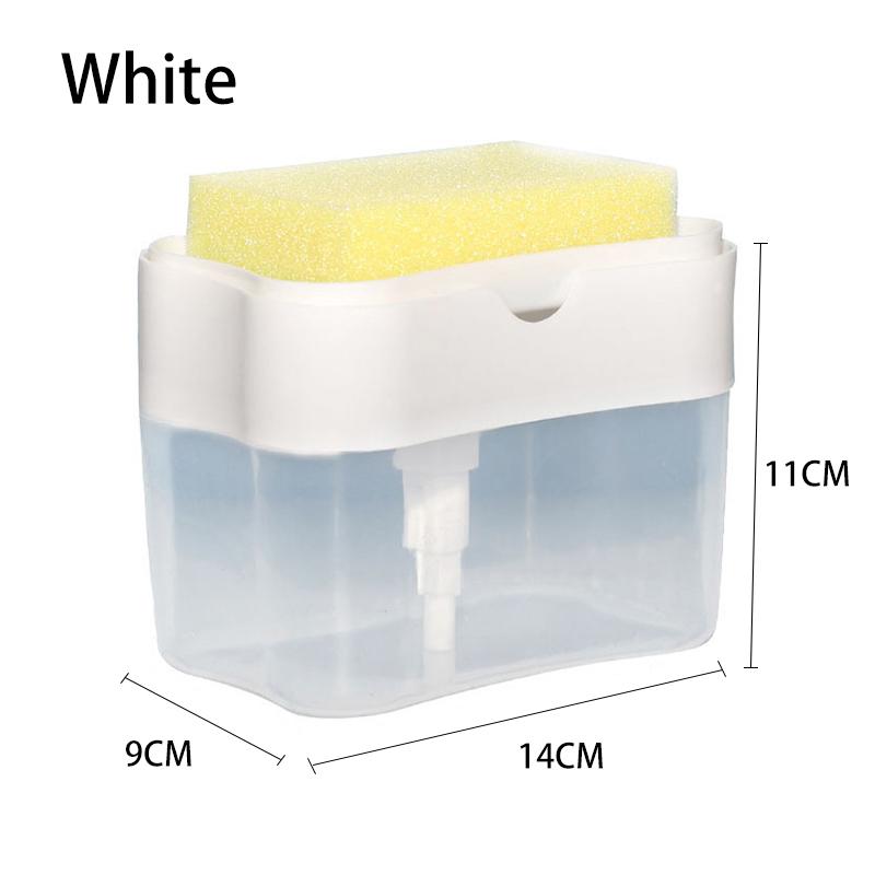 2 in 1 Scrubbing Liquid Detergent Dispenser Press-Type Liquid Soap Box Pump Organizer Kitchen Tool Bathroom Supplies