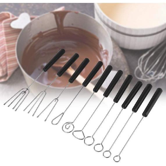 Set of 10 Stainless Steel Split Chocolate Forks Hot Pot DIY Decorative Tools Pralines and Trüffel
