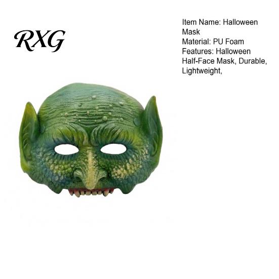 Masque Cosplay Dinosaure Confortable Masque Lézard Vert Halloween, Masque Demi-Visage Texturé Réaliste, Mousse PU Animal Non Suffocant Accessoire de Costume, pour