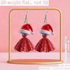 Cross-border new Christmas earrings red skirt design flat acrylic creative women's Christmas hat earrings jewelry